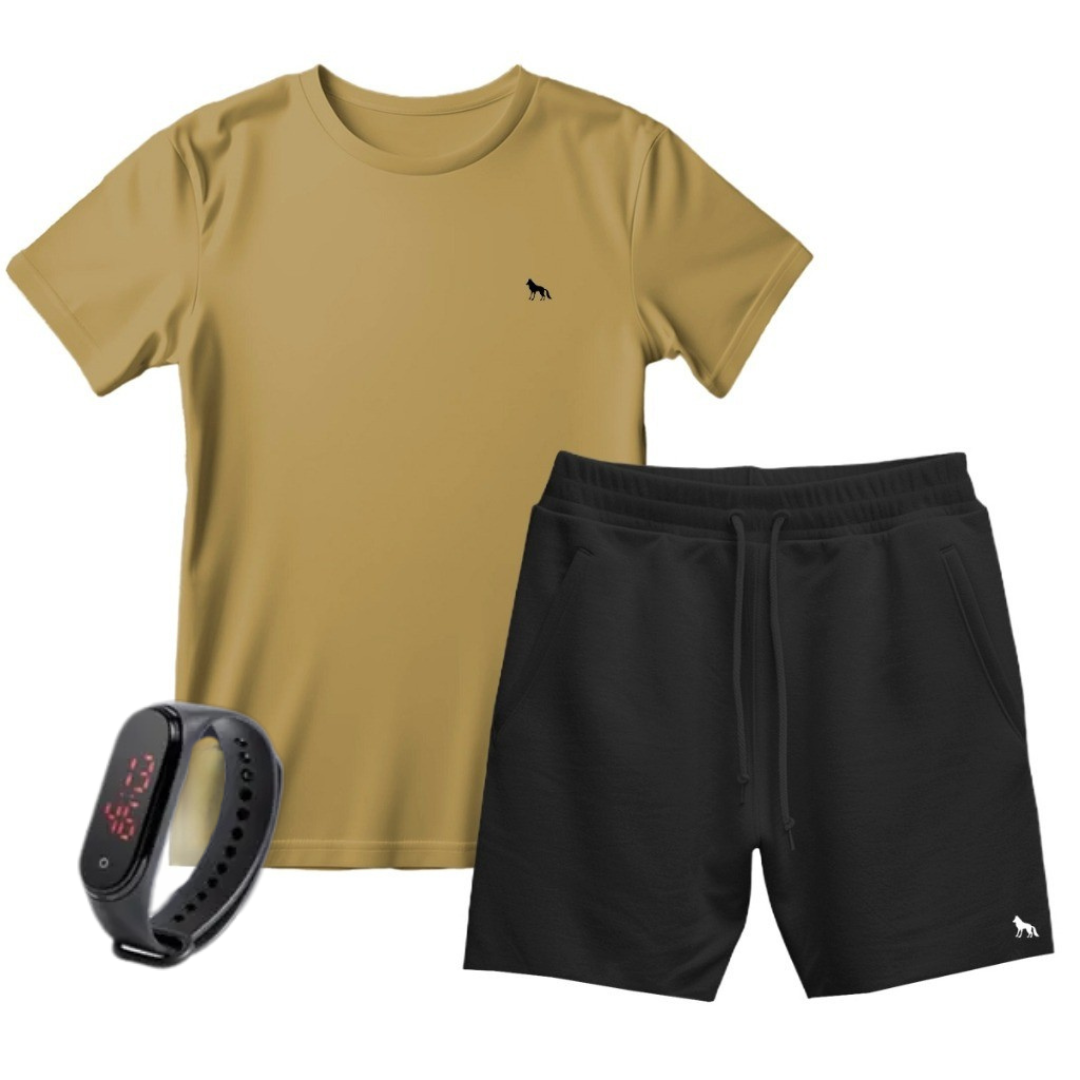 Kit Camisa Vital + Bermuda + Relógio Digital