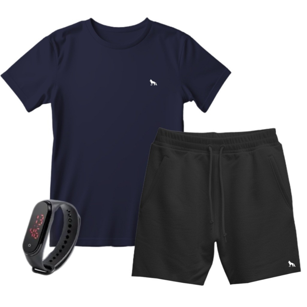 Kit Camisa Vital + Bermuda + Relógio Digital