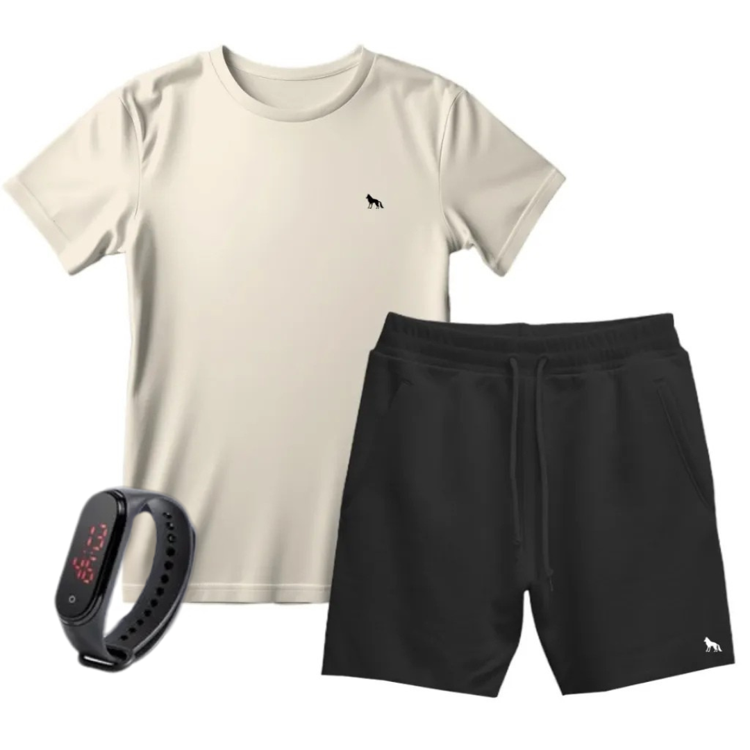 Kit Camisa Vital + Bermuda + Relógio Digital