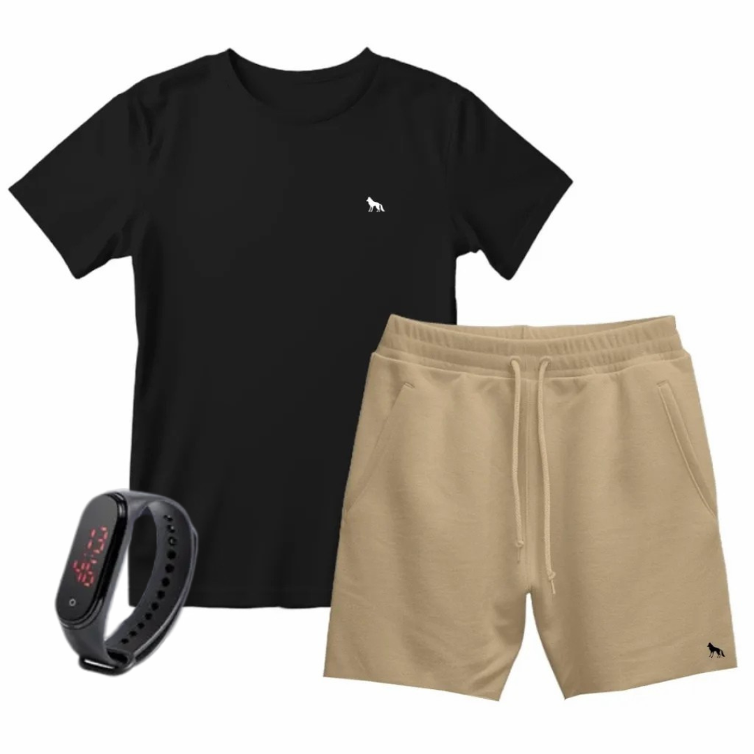 Kit Camisa Vital + Bermuda + Relógio Digital