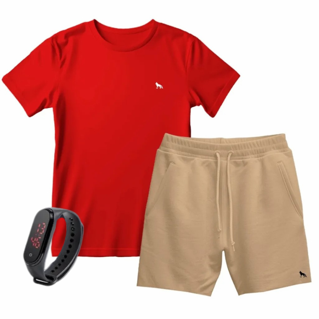 Kit Camisa Vital + Bermuda + Relógio Digital