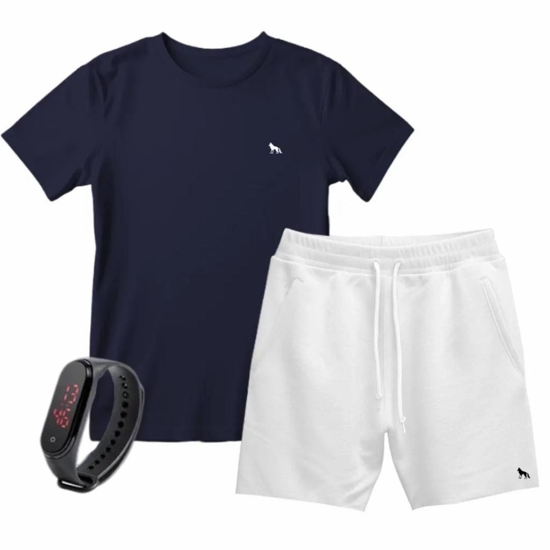 Kit Camisa Vital + Bermuda + Relógio Digital