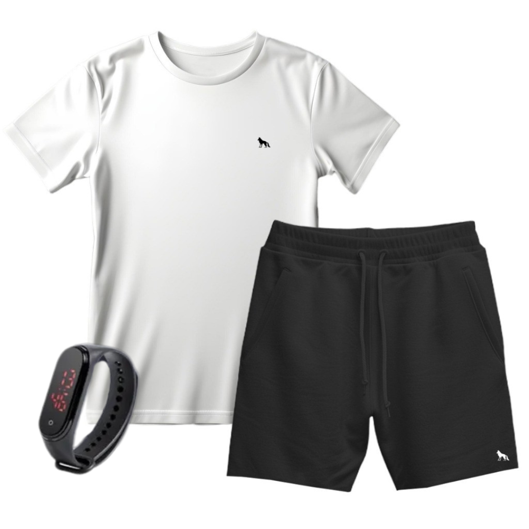 Kit Camisa Vital + Bermuda + Relógio Digital
