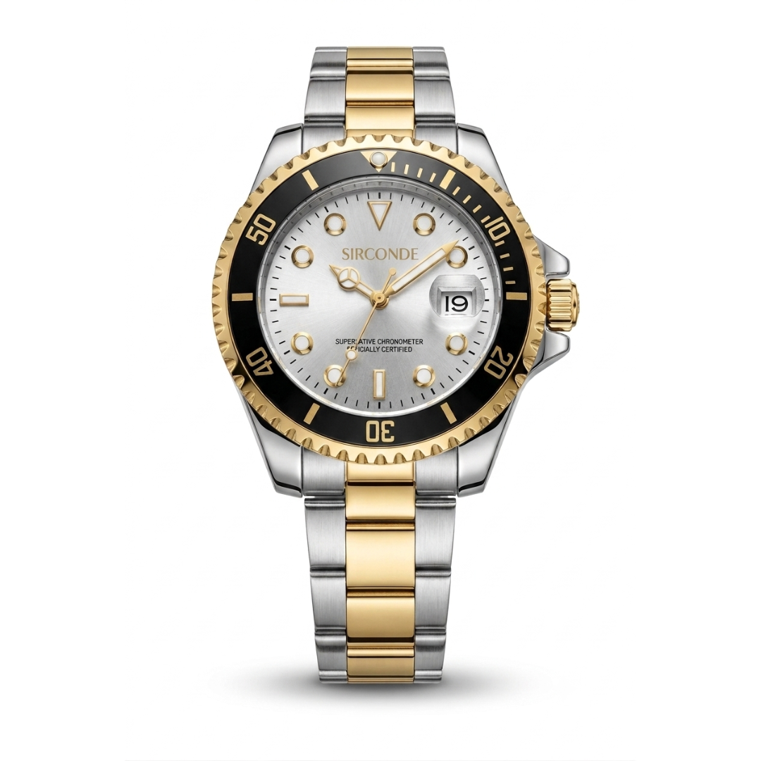 Relógio VENEZA Silver Golden Sirconde 45mm