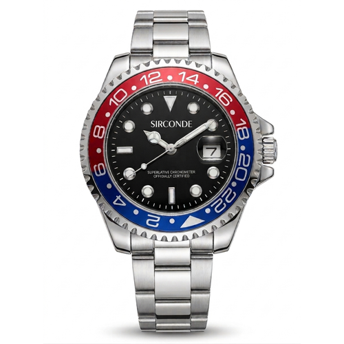 Relógio VENEZA Silver-RedBlue Sirconde 45mm