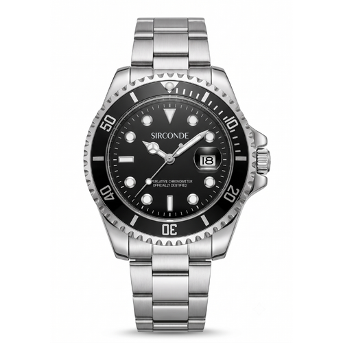 Relógio VENEZA Silver-Black Sirconde 45 mm